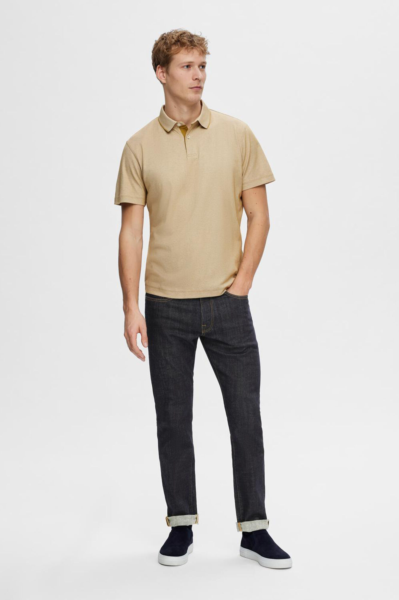 Selected Polo de manga curta confecionado com algod&atilde;o org&acirc;nico