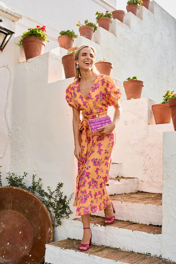 Pol&iacute;n Et Moi Vestido de flores Sua Dourado