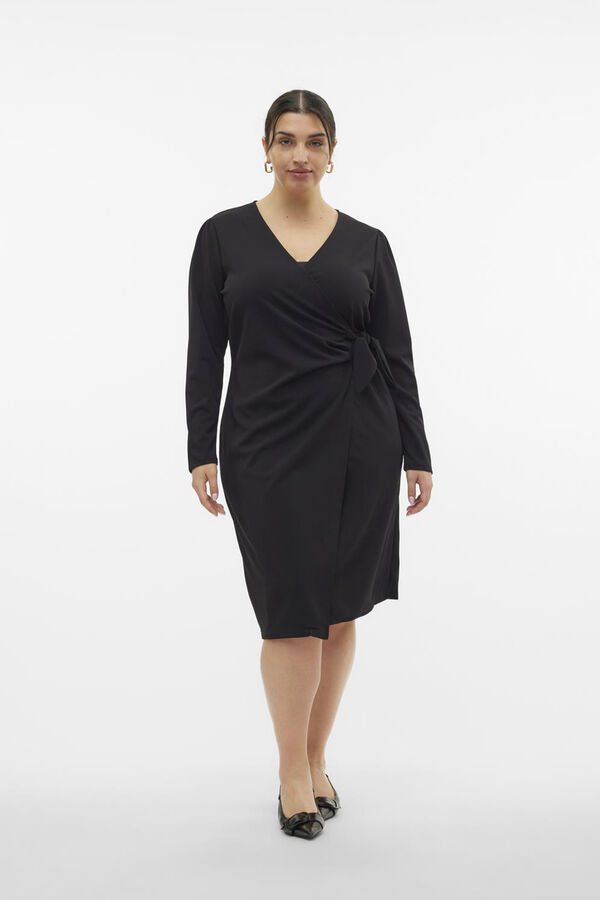 Vero Moda Curve Vestido de manga comprida tamanho grande Preto