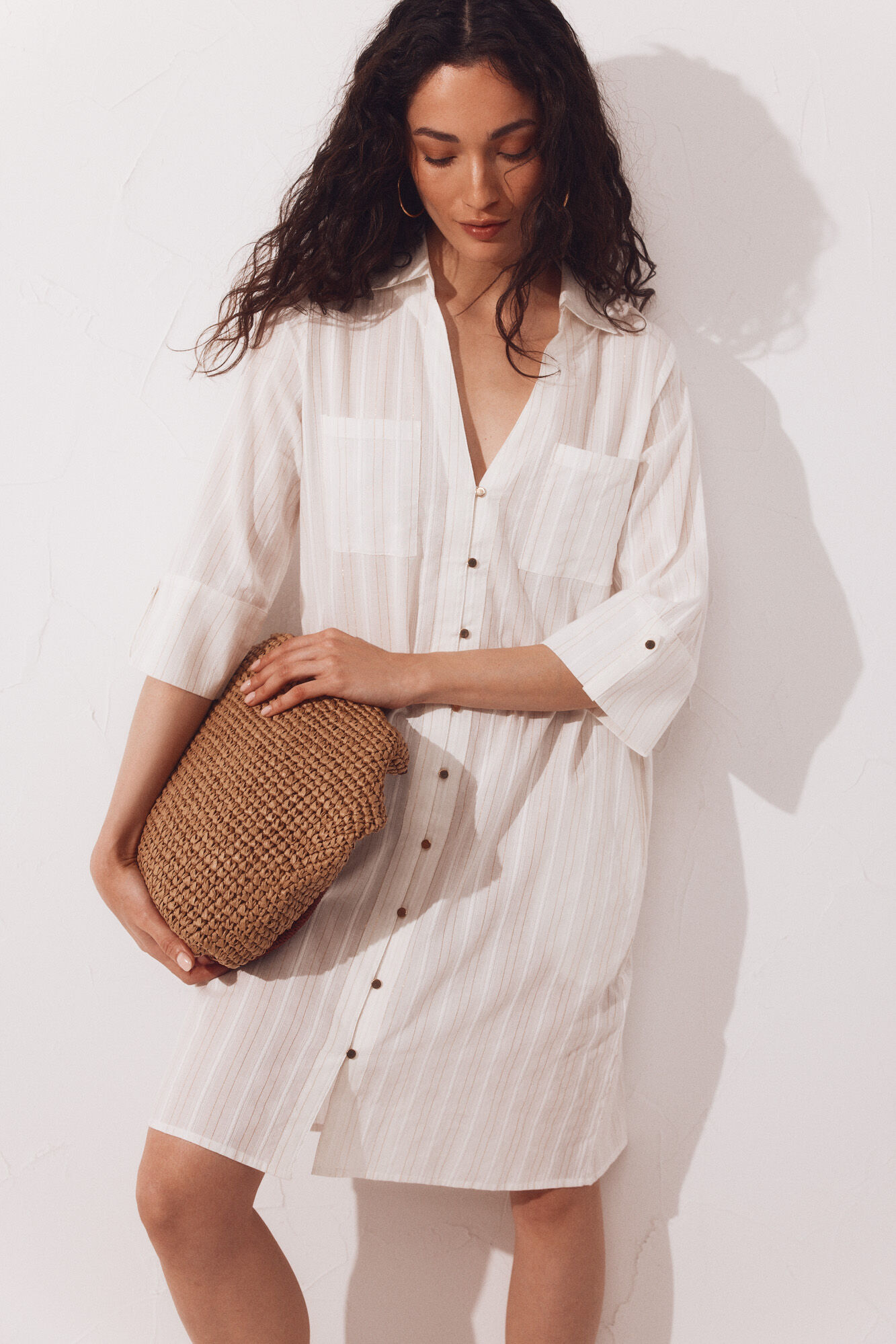 Cortefiel Caftan tipo camisa em lurex