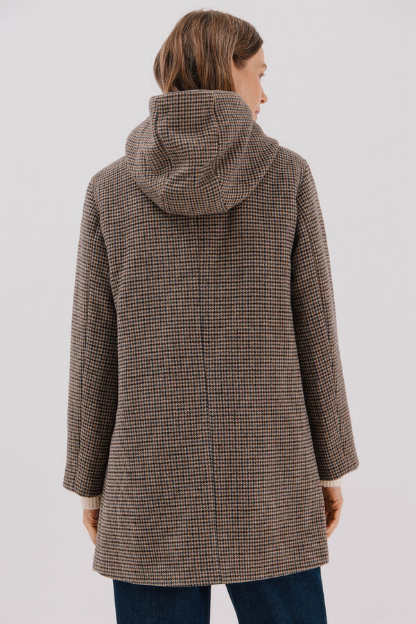 Cortefiel Abrigo paño capucha Multicolor