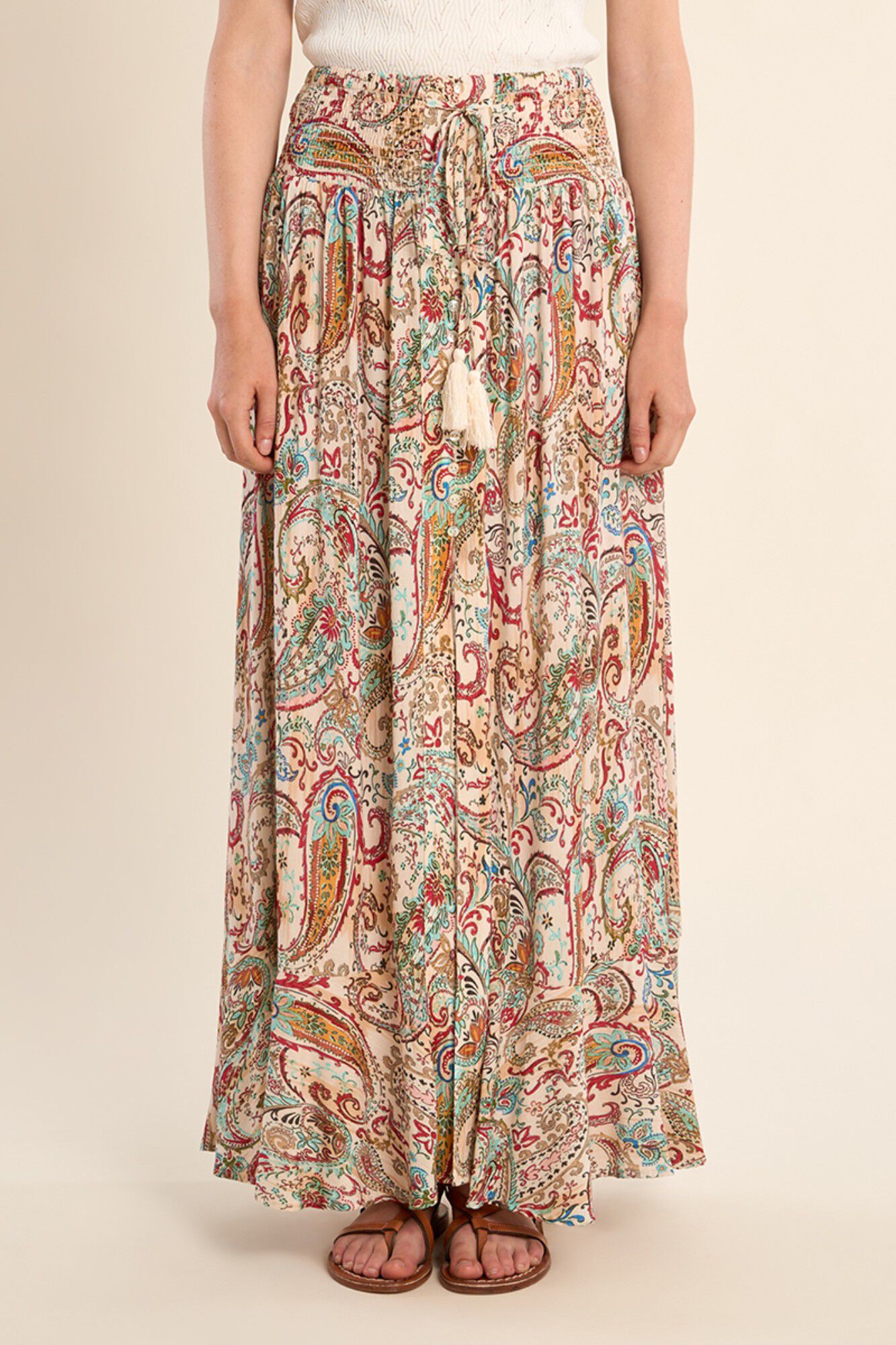Molly Bracken Saia comprida estampada com la&ccedil;ada