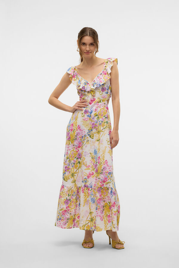 Vero Moda Vestido largo de tirantes Blanco