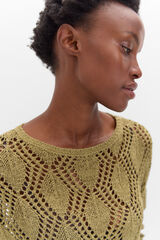 Cortefiel Jersey punto calado Kaki