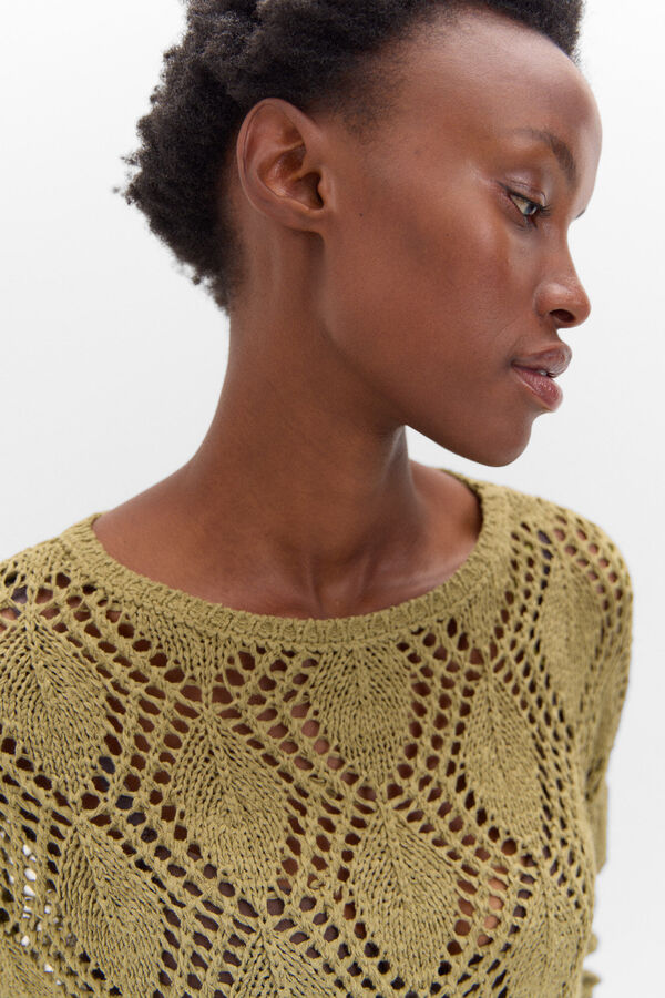 Cortefiel Jersey punto calado Kaki