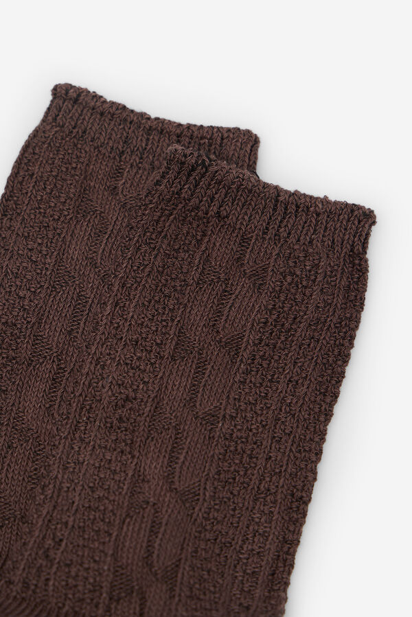 Cortefiel Meias longas estruturadas Castanho