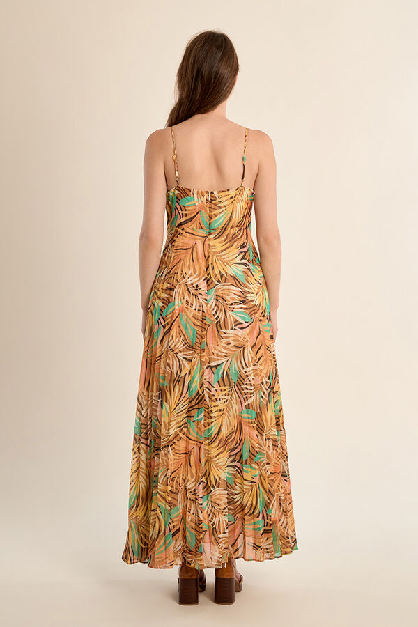 Molly Bracken Vestido comprido de al&ccedil;as com estampado Castanho