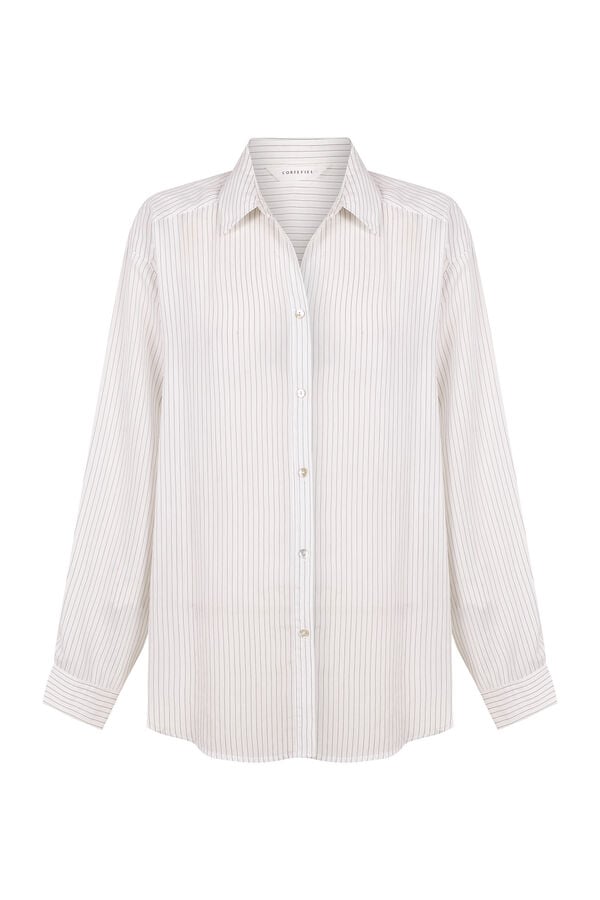 Cortefiel Camisa raya tejida Estampado blanco