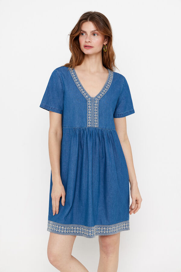 Cortefiel Vestido vaquero tipo t&uacute;nica Azul