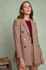 Pol&iacute;n Et Moi Blazer xadrez Hatty Castanho