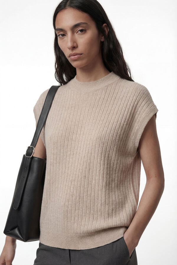 Vero Moda Blusa manga com gola alta  Castanho