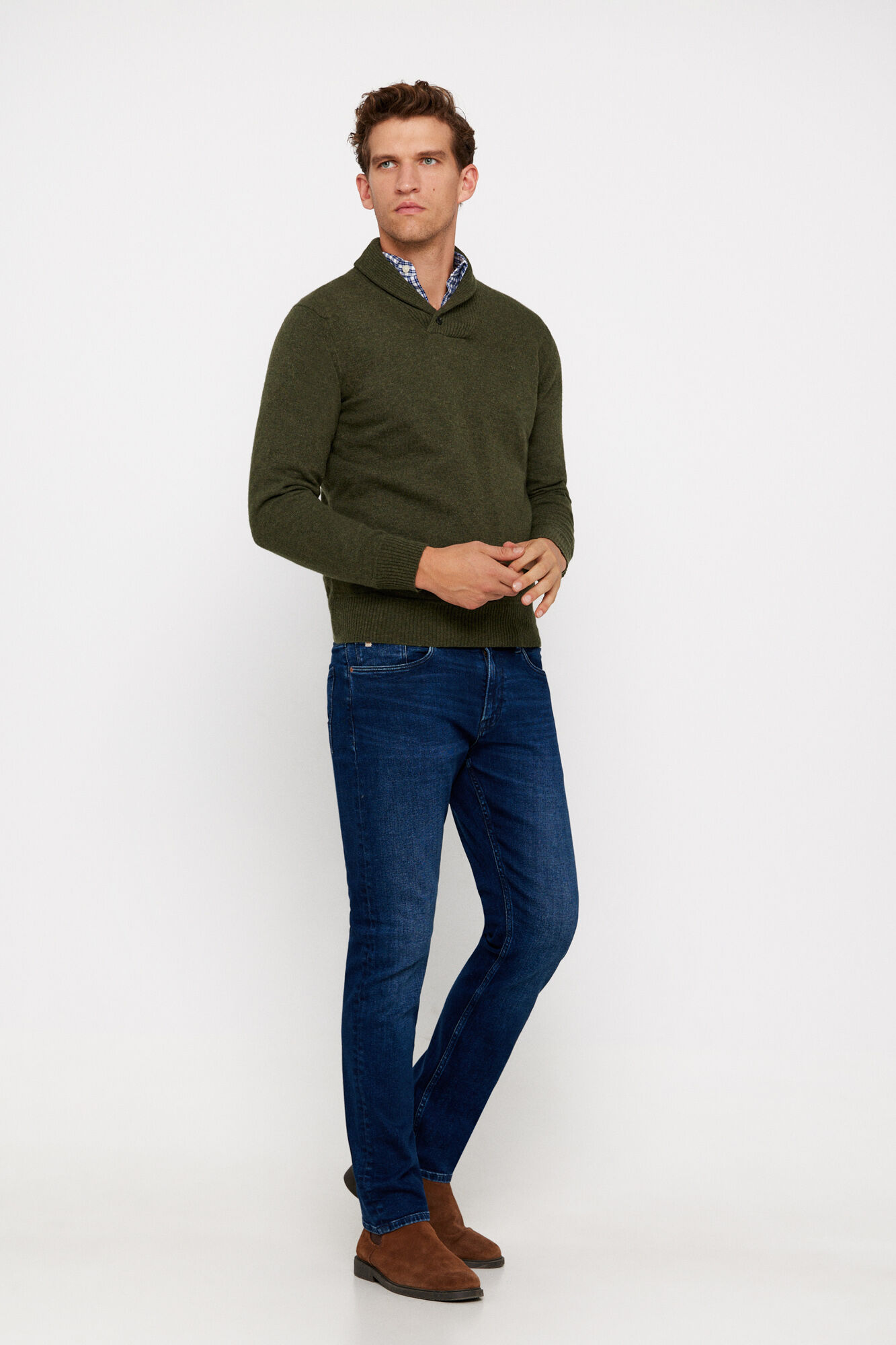 Cortefiel Camisola l&atilde; lambswool gola smoking