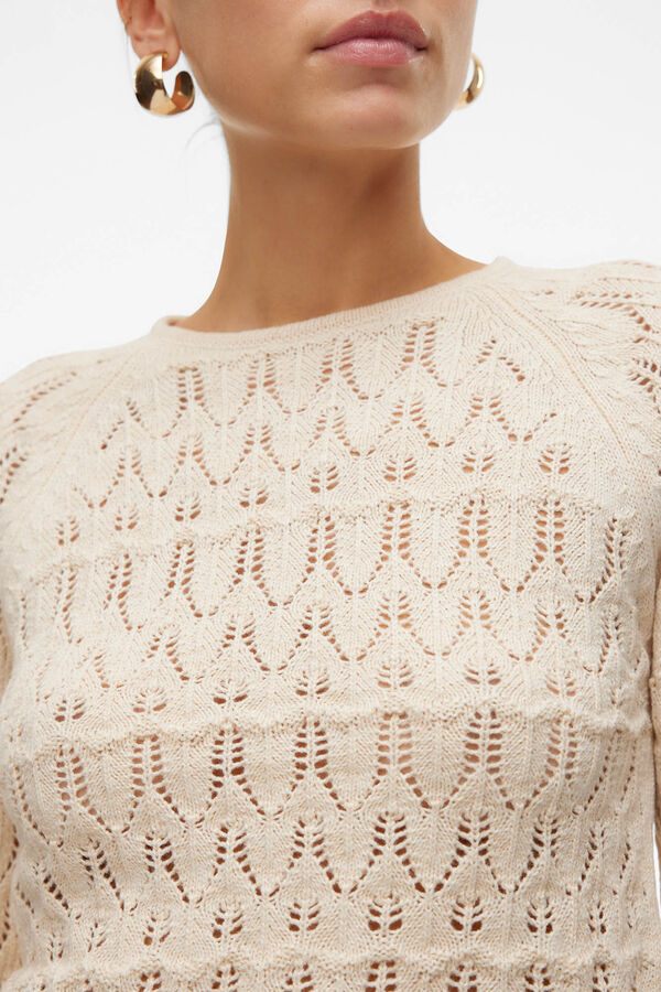Vero Moda Camiseta de punto calado manga larga Tostado