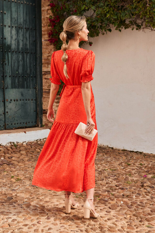 Pol&iacute;n Et Moi Vestido de flores coral Vermelho