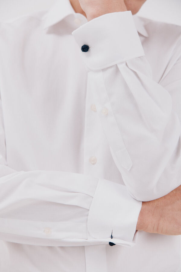 Cortefiel Camisa vestir lisa f&aacute;cil plancha Blanco