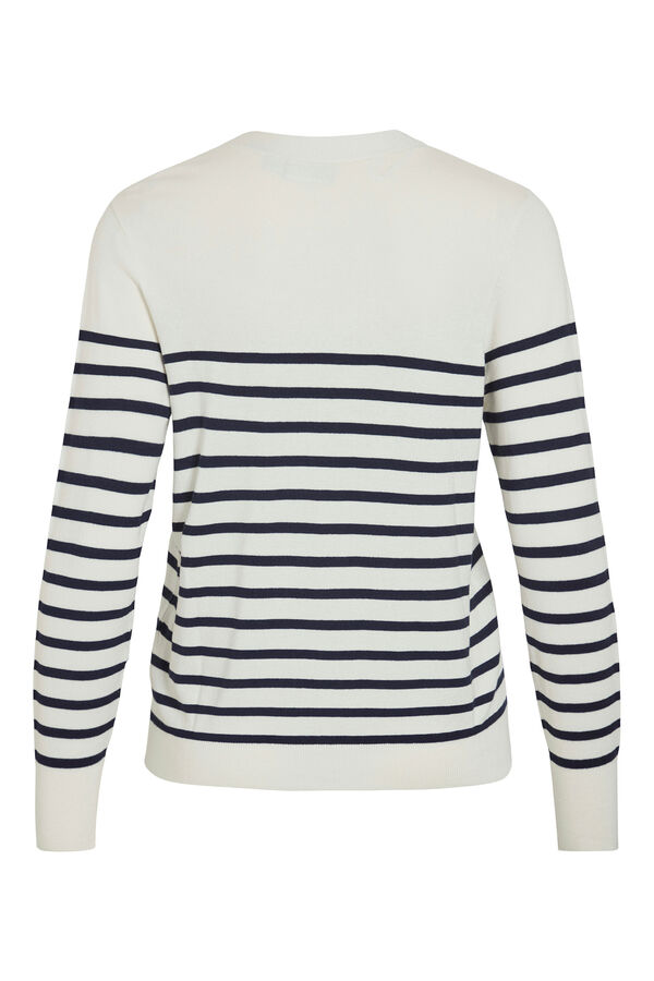 Vila Striped cardigan with jewel buttons Branco