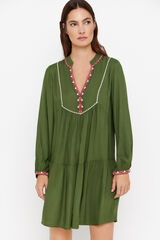 Cortefiel Vestido curto bordado Verde