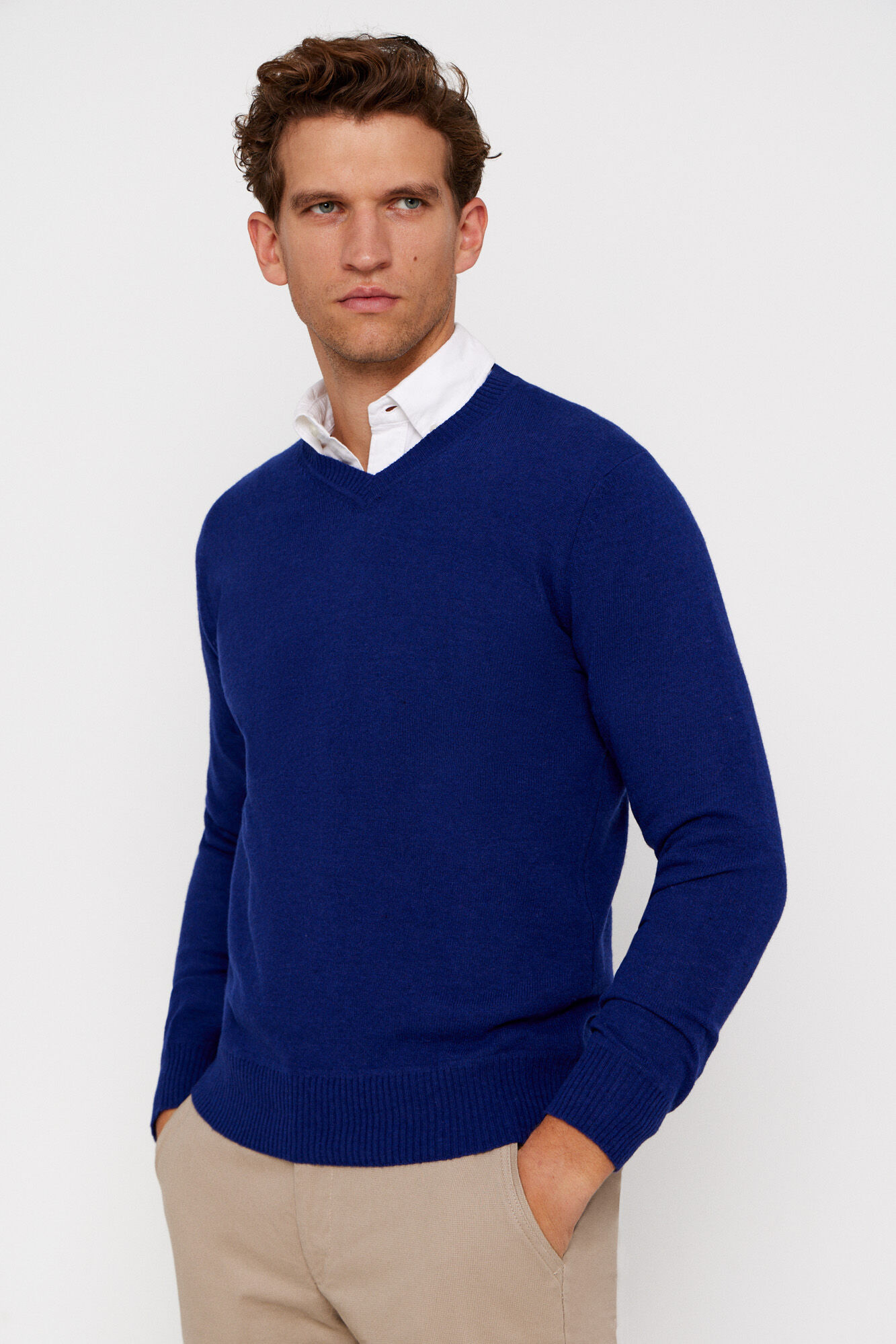 Cortefiel Camisola l&atilde; lambswool gola em bico