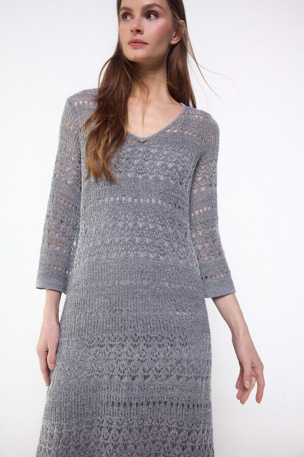 Slowlove Vestido de malha rendada Cinzento