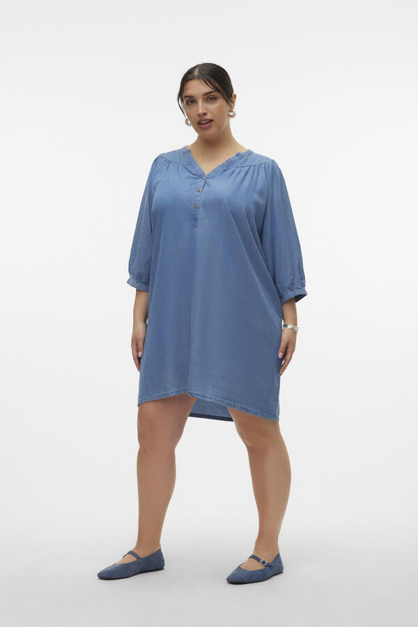 Vero Moda Curve T&uacute;nica de manga 3/4 (tamanho grande)  Azul