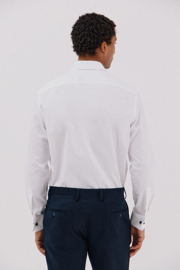 Cortefiel Camisa vestir rayas algod&oacute;n tencel Blanco