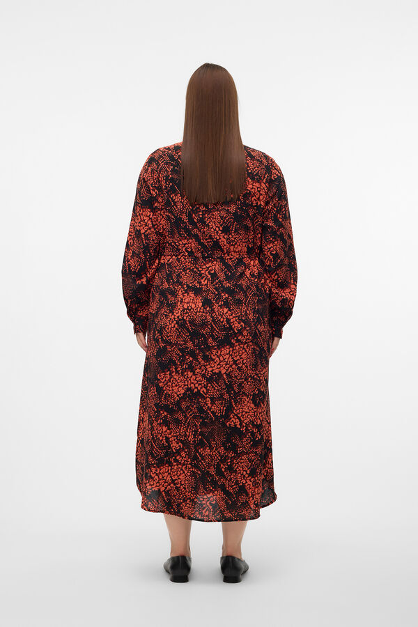 Vero Moda Curve Vestido midi camisero talla grande Marr&oacute;n oscuro