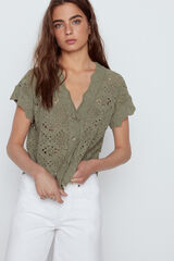 Slowlove Colete malha rendilhada Verde