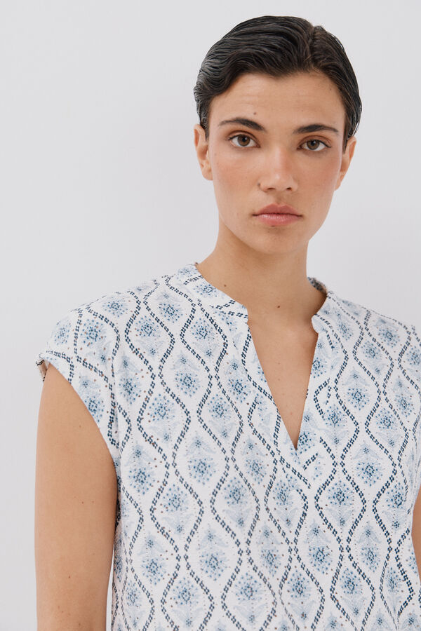 Cortefiel Camiseta de malha perfurada Multicolorido