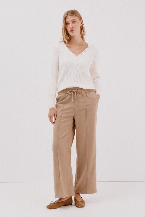 Cortefiel Jersey pico botones Blanco