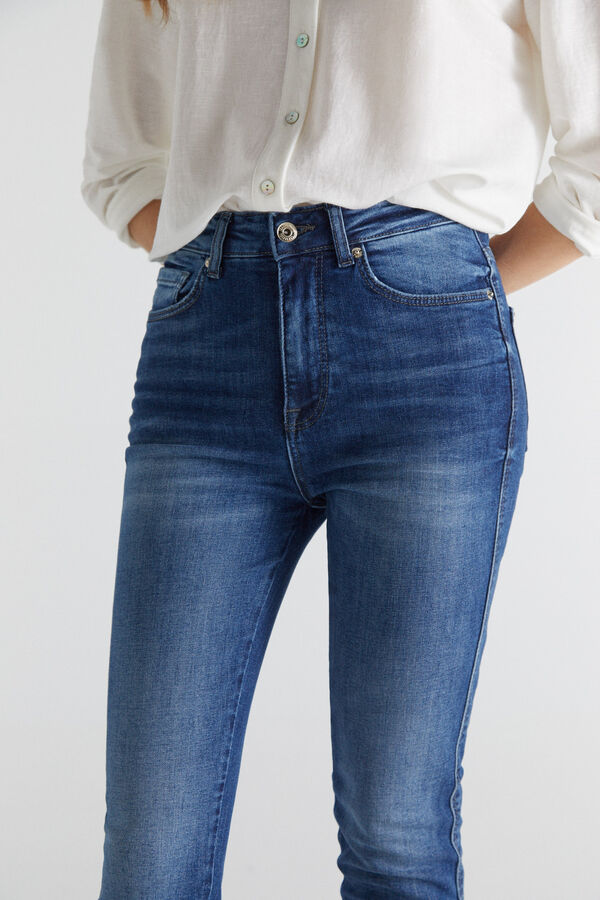 Cortefiel Pantal&oacute;n vaquero pitillo tiro alto Azul