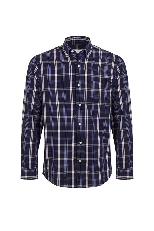 Cortefiel Camisa popelina xadrez Azul