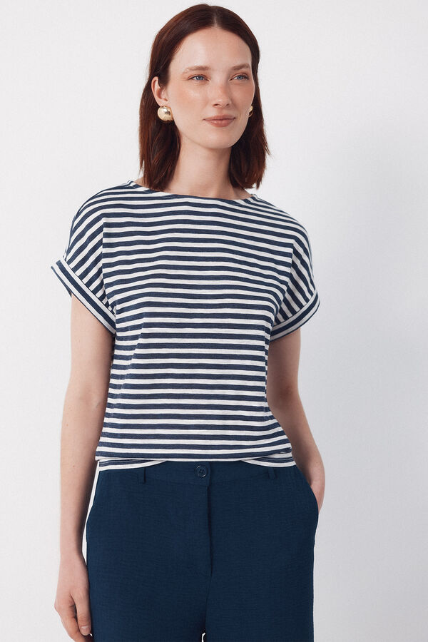 Cortefiel T-shirt riscas Azul