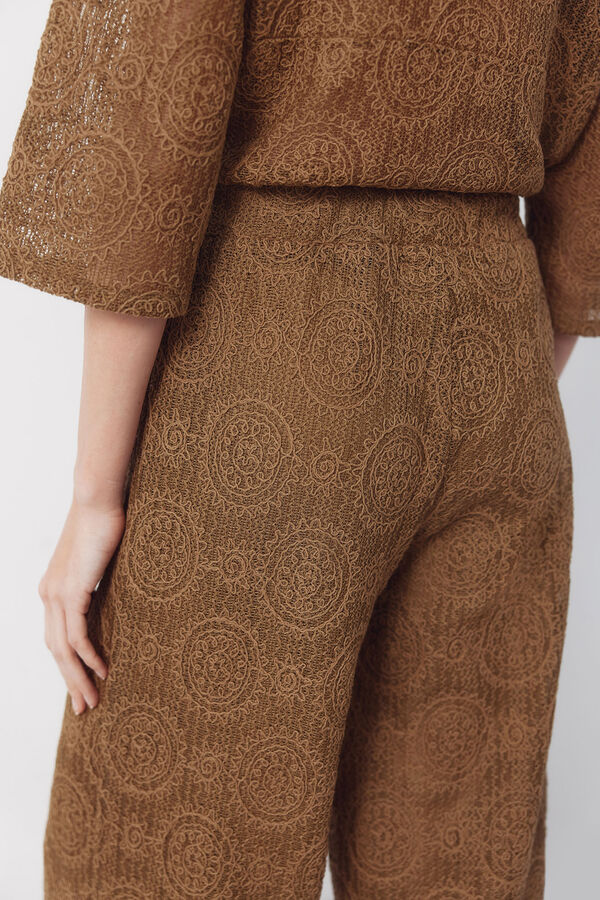 Cortefiel Pantal&oacute;n punto crochet Kaki