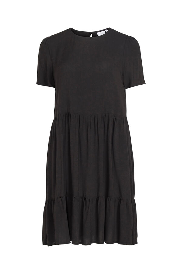 Vila Vestido curto de flores com folhos Preto