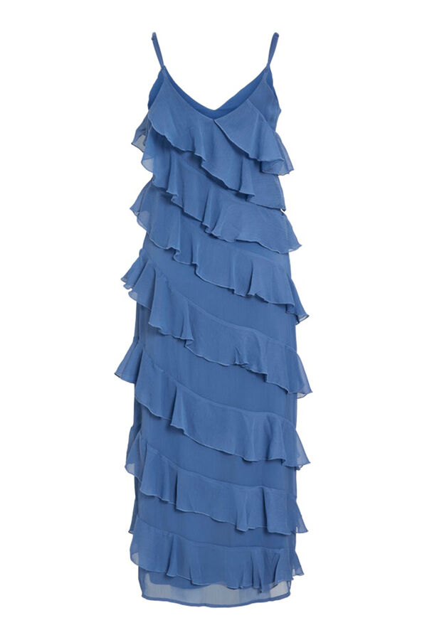 Vila Vestido de fiesta midi con volantes Azul