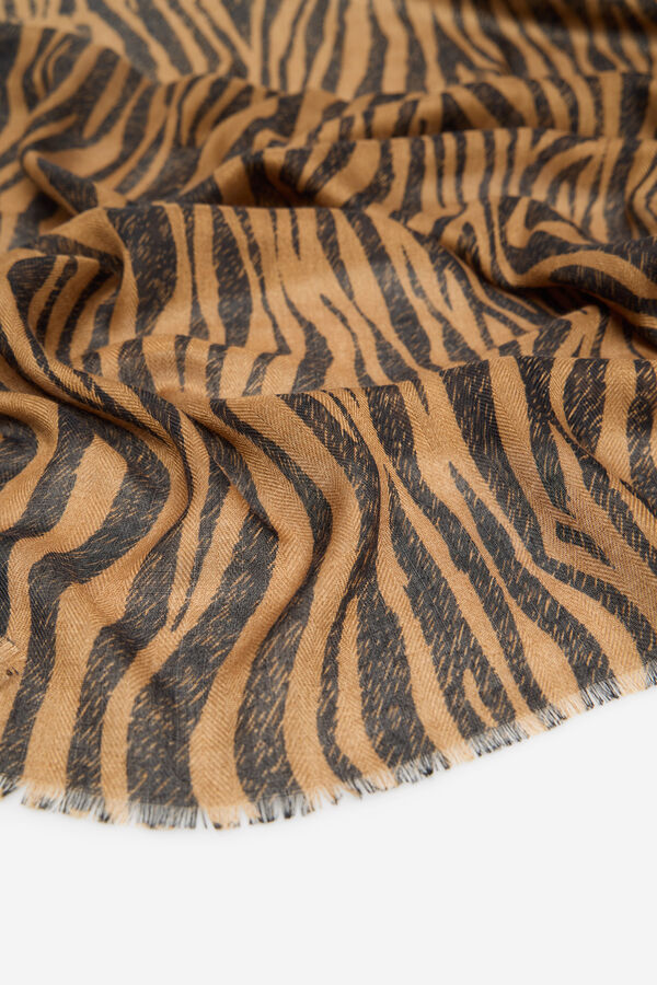 Cortefiel cachecol com estampado de zebra Castanho