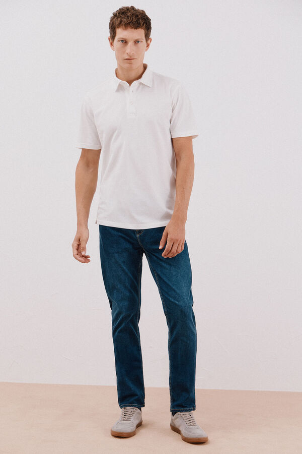 Cortefiel Camisa polo piqué liso Branco