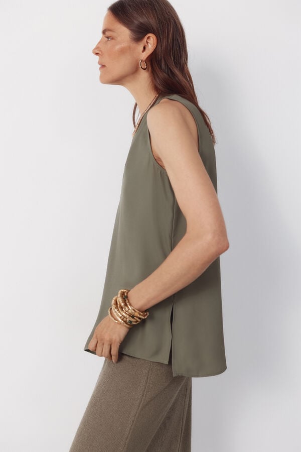 Cortefiel Blusa fluida com pregas Verde