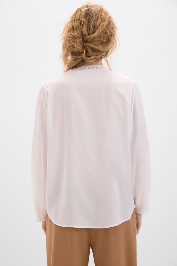Cortefiel Blusa rom&aacute;ntica bordada Blanco
