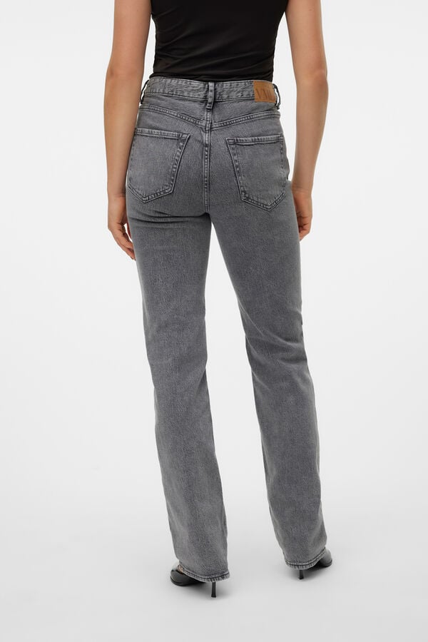 Vero Moda Vaquero recto tiro alto Gris