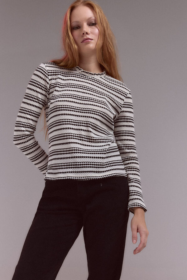 Slowlove Top rayas Estampado blanco