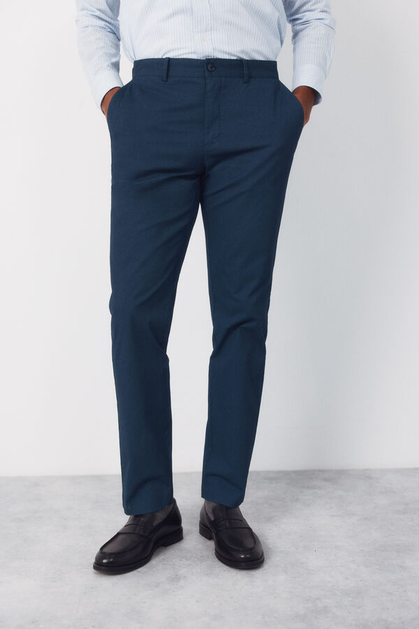 Cortefiel Cal&ccedil;as chino microprint regular leves Azul