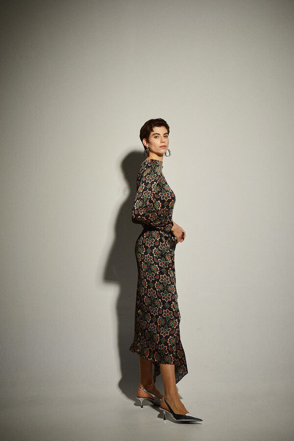 Dolores Promesas Vestido com estampado floral em preto Cinzento