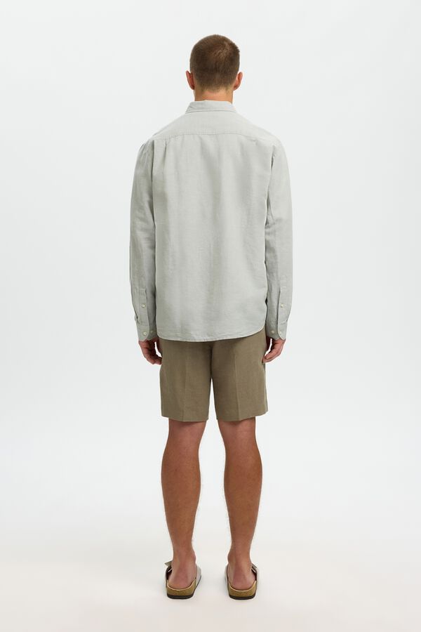 Selected Camisa manga larga lino Kaki
