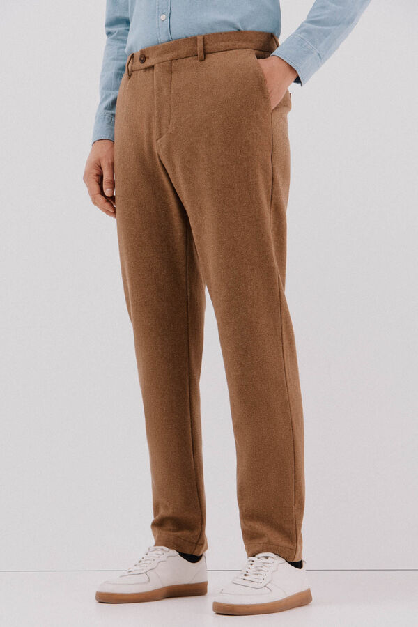 Cortefiel Pantal&oacute;n lana camel Camel