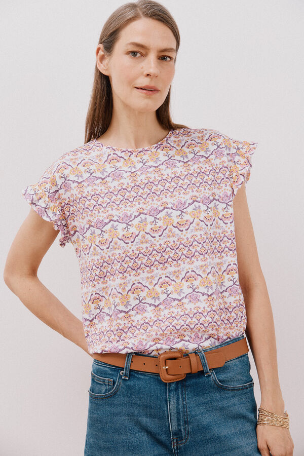 Cortefiel Camiseta básica volante Multicolor