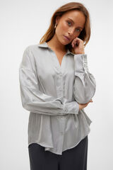 Vero Moda Camisa oversized feminina com gola em bico Cinzento