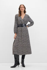 Cortefiel Vestido largo estampado geom&eacute;trico Estampado verde