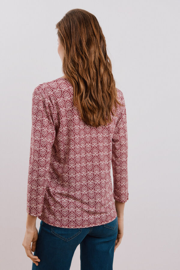 Cortefiel Camiseta fluida com decote em bico Multicolorido