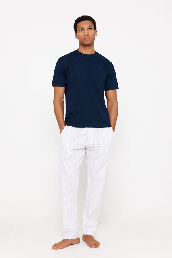 Cortefiel Set de pijama punto y tela Azul marino